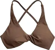 [WGIMAXTOR] Front Twist Padded Cross Strap Sports Bra Sexy Back Fitness Sleeveless Short Top Yoga Sports Bra