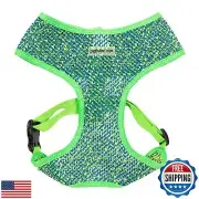 Parisian Pet Dog Harness - Soft Padded Green/Blue Freedom Harness - Adjustabl