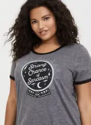 Womens Torrid Chance of Sarcasm Grey Ringer Tee SIZE 0 12 Large NWT