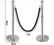 2 SILVER Queue Barriers Stand 1 VELVET Ropes Crowd Control Bollards Stanchion