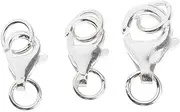 3Pcs 925 Sterling Silver Lobster Claw Clasps Clip with Jump Rings for DIY Necklace Jewelry Making Accessories Fastener Hooks