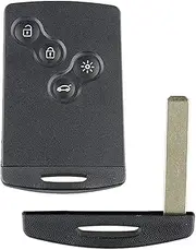 FLJKCT Remote Smart Card Key Shell Smart Card 4 Button Key Shell with Insert Small Key Blade,for Renault Laguna Koleos