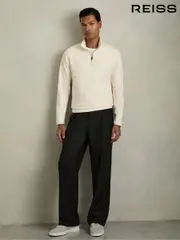 Reiss Off White Creek Brushed-Corduroy Half-Zip Jumper (AB2337) | $225