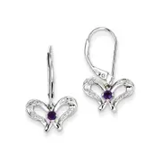 Sterling Silver Amethyst u0026 Diamond Butterfly Earrings