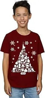[Absolute Cult] Star Wars Boys Christmas Tree T-Shirt Burgundy 5-6 Years