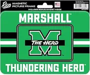 Rico Industries NCAA Marshall Thundering Herd Stripes Magnetic Picture Frame (5"x6.75") & Magnet Combo Set - Home Décor - Regrigerator, Office, Kitchen