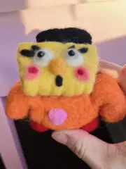 Needle felting sponge bob and his dear couch. Ready to ship. Unique gift