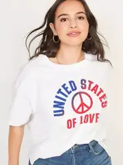 Old Navy Women's Loose "United States of Love" Easy T-Shirt NWT Size Large Tall