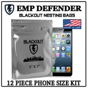 FARADAY CAGE EMP ESD BAGS 12 PC PHONE SIZE 5" X 7" PREPPER KIT BY EMP DEFENDER
