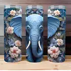 20 oz Skinny Straight 3D Elephant Tumbler - Wild Animal Cup - Cup Drink w/ Straw