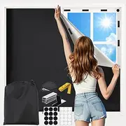Blackout Blind, 200x145cm Blackout Shades, 100% Blackout Material with Adhesive Tapes, Blackout Window Cover for Baby Nursery, Bedroom, Living Room, Travel