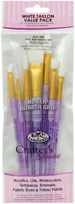 Crafter's Choice White Taklon Flat Brush Value Pack 7/Pkg- - 3 Pack