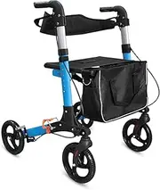 Rollator Walker Foldable 4-Wheel Folding Mobility Walker,Lightweight Mobility Aid with Seat and Lockable Brakes for Elderly and Handicapped Users,Indoor and Outdoor use