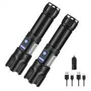 Rechargeable Flashlight, 2 x 150000 High Lumen Super Bright Flashlights, 79266