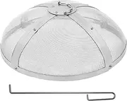 VEVOR Fire Pit Spark Screen Round 27", Reinforced Heavy Duty Steel Metal Cover, Outdoor Firepit Lid, Easy-Opening Top Screen Covers Round with Ring Handle for Outdoor Patio Fire Pits Backyard
