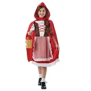 Fairy Tale Little Red Riding Hood Dress Cosplay Costume Hooded Cloak Storybook Characters Movie Cosplay for Girls' Kid's Halloween Carnival World Book Day Perf