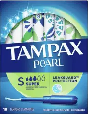 Tampax Tampons Pearl Super 18 Count Unscented (Pack of 6)
