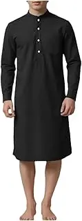 [Sweejim] Men's Muslim Robe Casual Loose Long Sleeve Shirt Islam Kaftan Dubai Kaftan Abaya Thobe