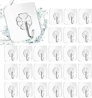 Haundry Heavy Duty Nail Free Sticky Hooks - 24 Packs, Max 13.2lb, Stainless Steel, Reusable, Utility Towel, Bath, Kitchen, Decor, Christmas Lights & Wreaths