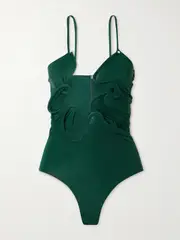 [Christopher Esber] Christopher Esber - Venus Faux Pearl-embellished Cutout Stretch-jersey Bodysuit - Green - UK 14 UK 14 Green
