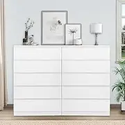 Merryluk Bedroom Sets Chest of Drawers 10 Dresser Sets 2 Pieces Modern Bedroom Set, White Wooden 10 Drawer Dresser Modern Bedroom Furniture Set