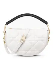 Small Dior Vibe Hobo Bag in White Cannage Lambskin