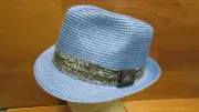 QUICKSILVER Hat Men's Adult Straw Blue Fedora w/ Tribal Band L/XL New with tags