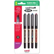 Uni-Ball Eye Broad Rollerball Pen 1mm Assorted 4 Pack