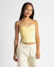 [Mooloola] Mooloola Girls' Bianca Knit Tube Top in Lemon Yellow Size 14 14 Lemon Yellow