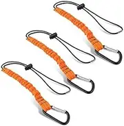 Tool Lanyard, Quick Release Shock Absorbing Safety Tool Leash Retractable Bungee Cord with Carabiner Clip and Adjustable Loop End, 15 Ib Working Limit Fall Protection Equipment