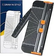 Paper Cutter with 2 Blades - for A3, A4, A5, A6 - Side Ruler, Automatic Blade Guard and Replaceable Blades - Precise and Creative Work in Office, School, College and Home - Black