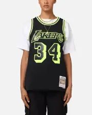 [MITCHELL & NESS] Mitchell & Ness Los Angeles Lakers Shaquille O'neal 'Volt' 1996 Swing Jersey Black/yellow - Size XL XL Black/Yellow