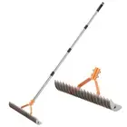 62" Adjustable Thatch Rake - 19-Tine Lawn Dethatcher with Nickel Steel Tines,...