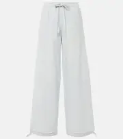 [Acne Studios] Acne Studios Mid-rise cotton and linen wide-leg pants UK 14 blue