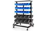 BAUMR-AG 52 Parts Bin Rack Storage System Mobile Double-Sided - Blue