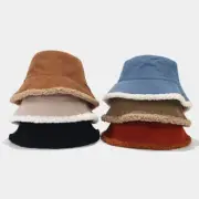 Women Winter Sherpa Lined Corduroy Bucket Hat Hiking Outdoor Fisherman Cap