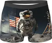 [QMNEHJ] Astronaut Landing on The Moon Men's Boxer Briefs Breathable Stretch Underwear Moisture-Wicking Trunks for Men