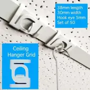 50 x Metal Ceiling Hanger Grid Twist Clip Hook for Rail Suspended Ceilings