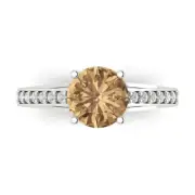 2.21ct Round Cut cathedral Champagne Wedding Promise Ring 14k White Solid Gold