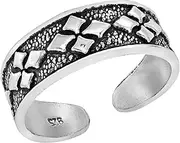 [AeraVida] Retro Argyle Pattern Detailed .925 Sterling Silver Pinky or Toe Ring
