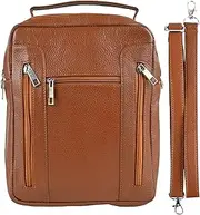 [Gentry Choice] Messenger Bags Black Full-Grain Leather Messenger Bag Crossbody Satchel with Adjustable Strap Multiple Compartments iPad Friendly Stylish & Durable Handbag for Men & Women