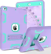 GaoBao iPad 6th Generation Case, iPad 5th Generation Case, iPad 9.7 2018/2017 Case with Adjustable Kickstand, 3 in 1 Shockproof Full Body Protective Tablet Cover for iPad 9.7'' for Kids, Purple/Green