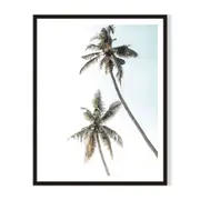 2 Palms Framed Printed Wall Art - Black