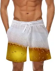 [Generic] Men's Board Shorts with Pockets Mens Summer Fashion Casual Breathable Mesh Printed Beach Shorts Beach Pants Pants Mesh Swim Short