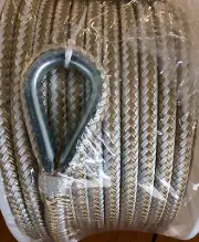Seachoice Double Braided Nylon Anchor Line Boat 3/8" x 150 FT Gold / White 42331