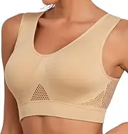 [PrinStory] Women's Sports Bra Mesh Design Non-Padded High Impact Bustier Support Jogging Bra