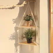 Boho Wood Floating Shelf for Corner Decor