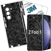 Z Fold 5 Skin Wrap 3M Film CAMO Protective Back Glass Galaxy Z Fold 5 Skin Black Camo