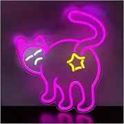 Sign Lamp Cat Neon Sign Dimmable LED Light USB Powered for Art Hanging Wall Decor for Bedroom Home Bar Wedding Birthday Party 30cm×35.3cm
