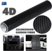 50cmx1.51M Car 4D Gloss Black Carbon Fibre Vinyl Wrap Air Release Film Sticker